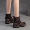 Johnature Короткие ботинки из натуральной кожи в стиле ретро с круглым носком и мягкой подошвой. Универсальная женская обувь