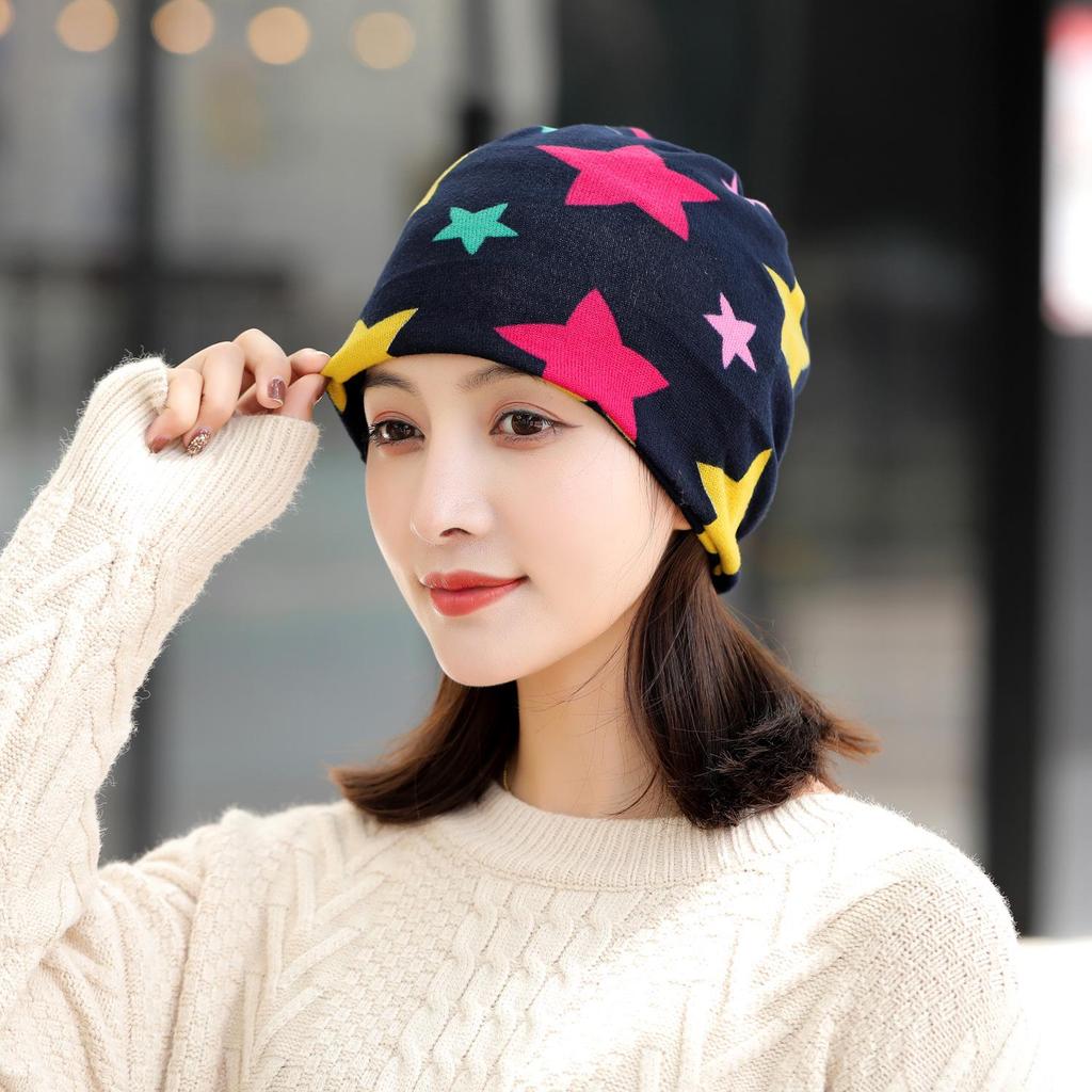 Универсальные корейские женские шапки на осень/зиму: Головной платок, баотоу, пуловер, шейный платок, принт, ворс и защитные уши