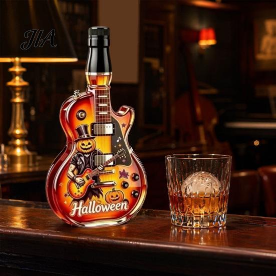 Decorative Guitar Shaped Barware Shape Wine Bottle, Large Capacity Decanter, Screw Cap Borosilicate Retro Decanter Glass Beer for Storage And