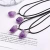 Clavicle Chain Irregular Shape Faux Crystal Purple Natural Stone Pendant Necklace MIT