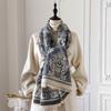 Winter Cashmere Scarf for Women Luxury Warm Shawl Floral Print Windproof Cape Pashmina Handerchief Designer Female Scarf
