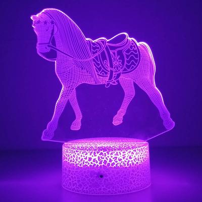 3d Иллюзионная лампа, светодиодный детский ночник, настольная лампа с лошадью для спальни, праздничные рождественские огни, украшения, подарки для детей