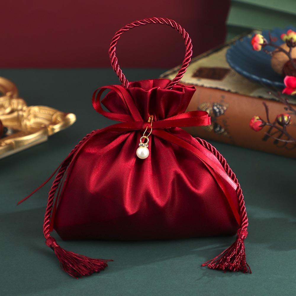 Velvet Sweets Chocolate Packing Bag Red Drawstring Pouch Handbag Wedding Candy Packaging Bags
