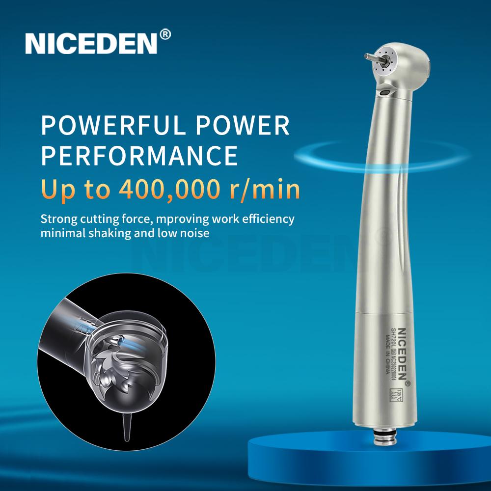 Niceden AI-X600L 21W Power Stainless Steel Standard Head Air Turbine High Speed Handpiece Dentals Optical LED N-Coupling Tools Materials