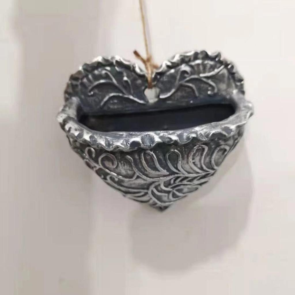 Heart-Shaped Resin Succulent Planter Wall Art Bonsai Retro Style