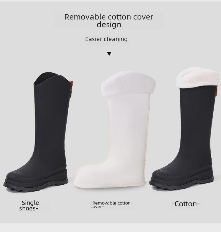 Женские водонепроницаемые высокие резиновые сапоги в японском стиле 2025 года: Модный, нескользящий, готовый к использованию на открытом воздухе, с плоским дном
