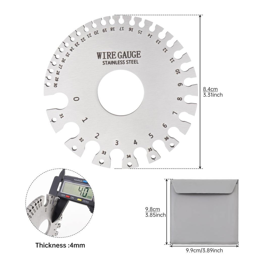 Stainless Steel Dual Sided Wire Gauge 4mm Thickness 0-36 Range Heavy Duty Precision Tool