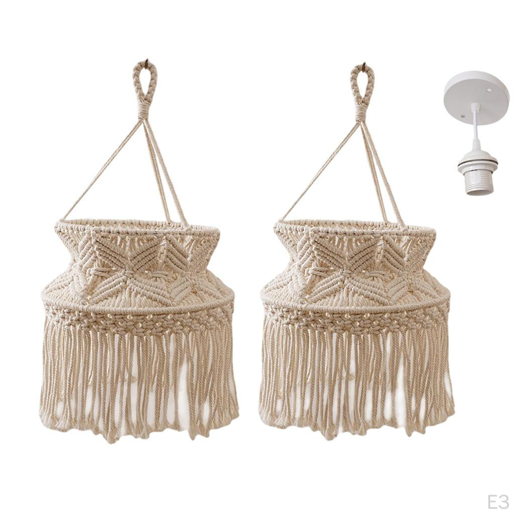 Богемный макраме абажур для подвесного светильника - Ручная работа, плетеный чехол для освещения для домашнего декора