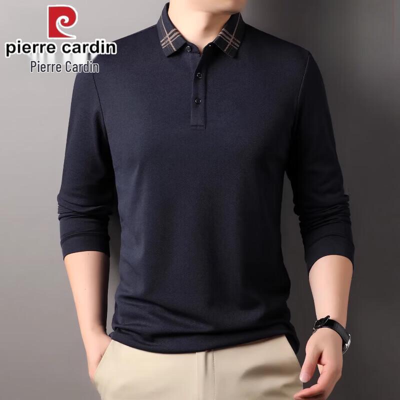 Pierre Cardin Мужская рубашка-поло с длинным рукавом из смесовой шелковой ткани