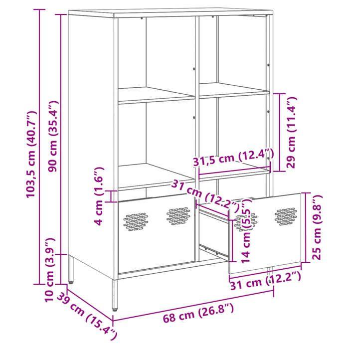 VidaXL Highboard Olive Green 68x39x103.5 Cm Steel, Bookcase, Modern Bookcase, Bookshelf, Shelf and 851386