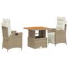 VidaXL Ensemble à Manger de Jardin avec Coussins 3 pcs, Table de Terrasse, Meubles de Patio, Mobilier d'Extérieur, Beige 3277471