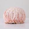 Double Shower Cap Waterproof Hair Cap Hot Gold Printed Terylene Cotton Shower Hat Bathing Comfortable Women Eco-Friendly