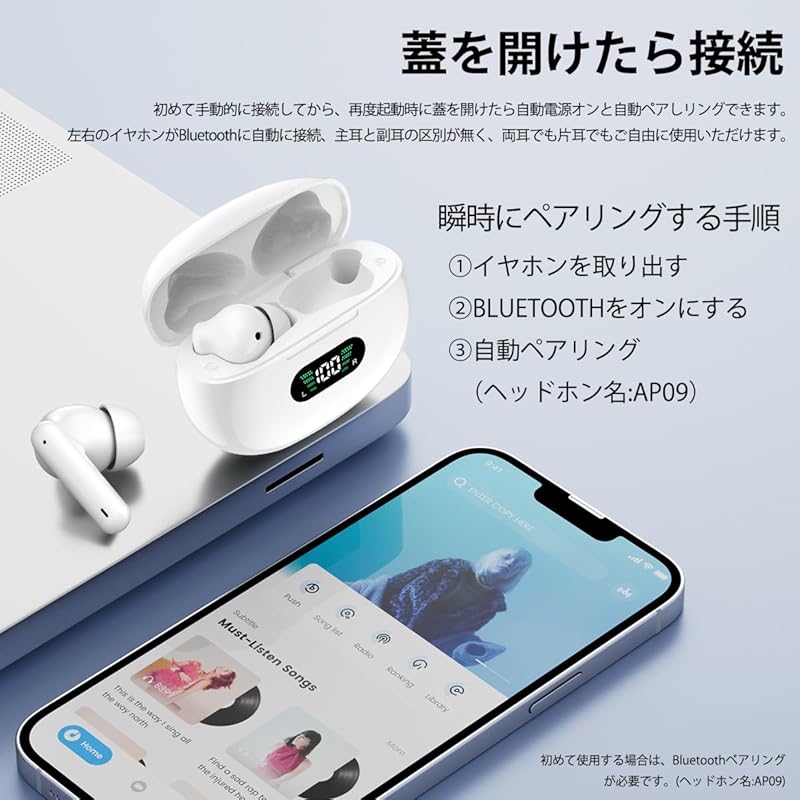 Earphones Bluetooth Wireless Earphones [ 2025 Latest Earphone] Bluetooth Earphones EDR+Bluetooth5.4 Installed Karuna Type Automatic Pairing Connection