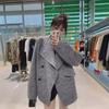 Women's Mid-Length Gray Woolen Coat - Dragon & Phoenix Design, Loose Fit, Korean Style, Autumn & Winter 2024