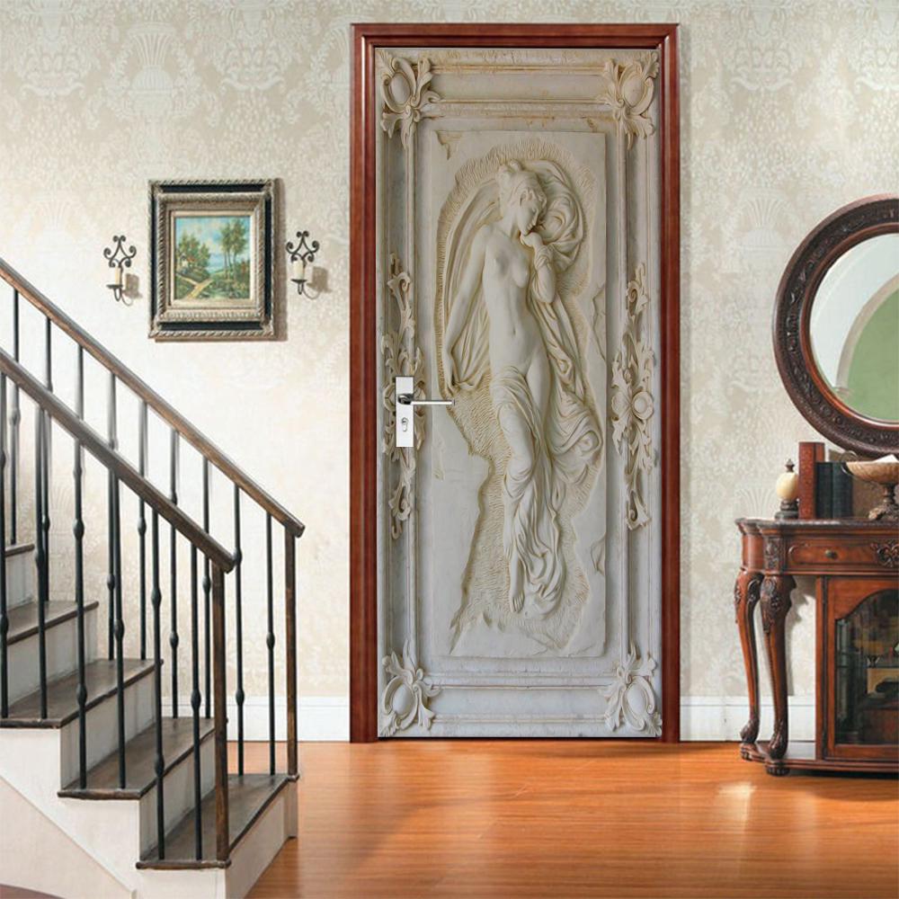 3D Статуя Искусство Виниловая Наклейка На Дверь Для Творческого Домашнего Декора