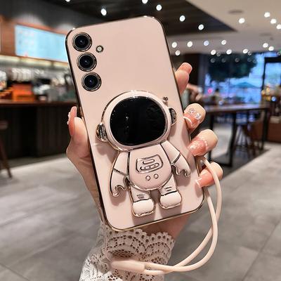 Чехол-держатель Astronaut с гальваническим покрытием для Samsung A56 A26 A36 A16 A06, противоударный мягкий чехол-подставка из ТПУ для Galaxy A12 A13 A14 A15 M55 A22 A32 A35 A54