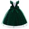 Girls' Mesh Bow Dress with Flutter Sleeves - Fashionable Catwalk Style
