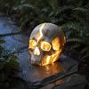 Decorative Solar Stakes for Lawns Cracked Skull Garden Light, Resin Halloween Pathway Lamp Outdoor Fairytale Accents Yard Patio Flower Bed, Waterproof