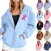 Women's Breast Sweatshirt Ribbon Breast Long Sleeve Hooded Pocket Casual Sweatshirt Jacket