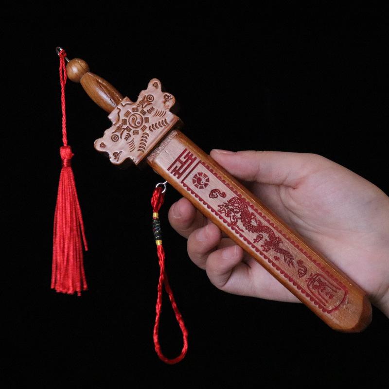 Wood Mahogany Sword Katana Sword Safe Carve Handicraft Peach Wood Toy Knife For Children Kids Chinese Traditional Gifts