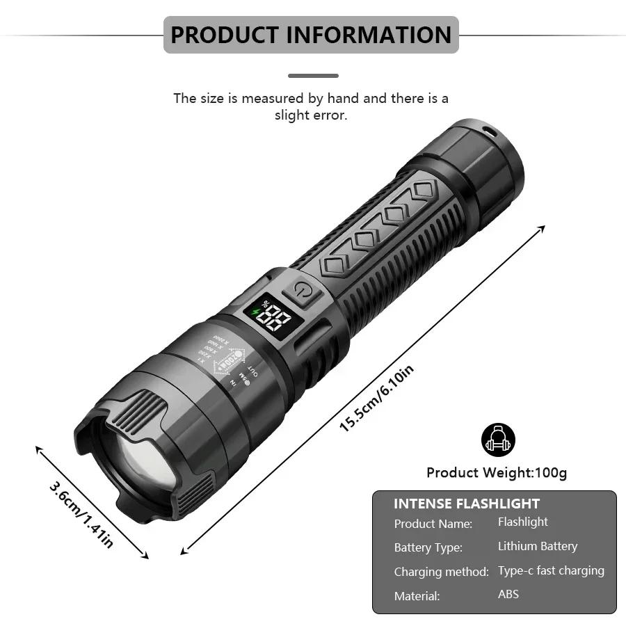 High Power Led Flashlights Very Strong Tactical TorchMultiple Modes Rechargeable Camping Fishing Emergency Zoom Lantern