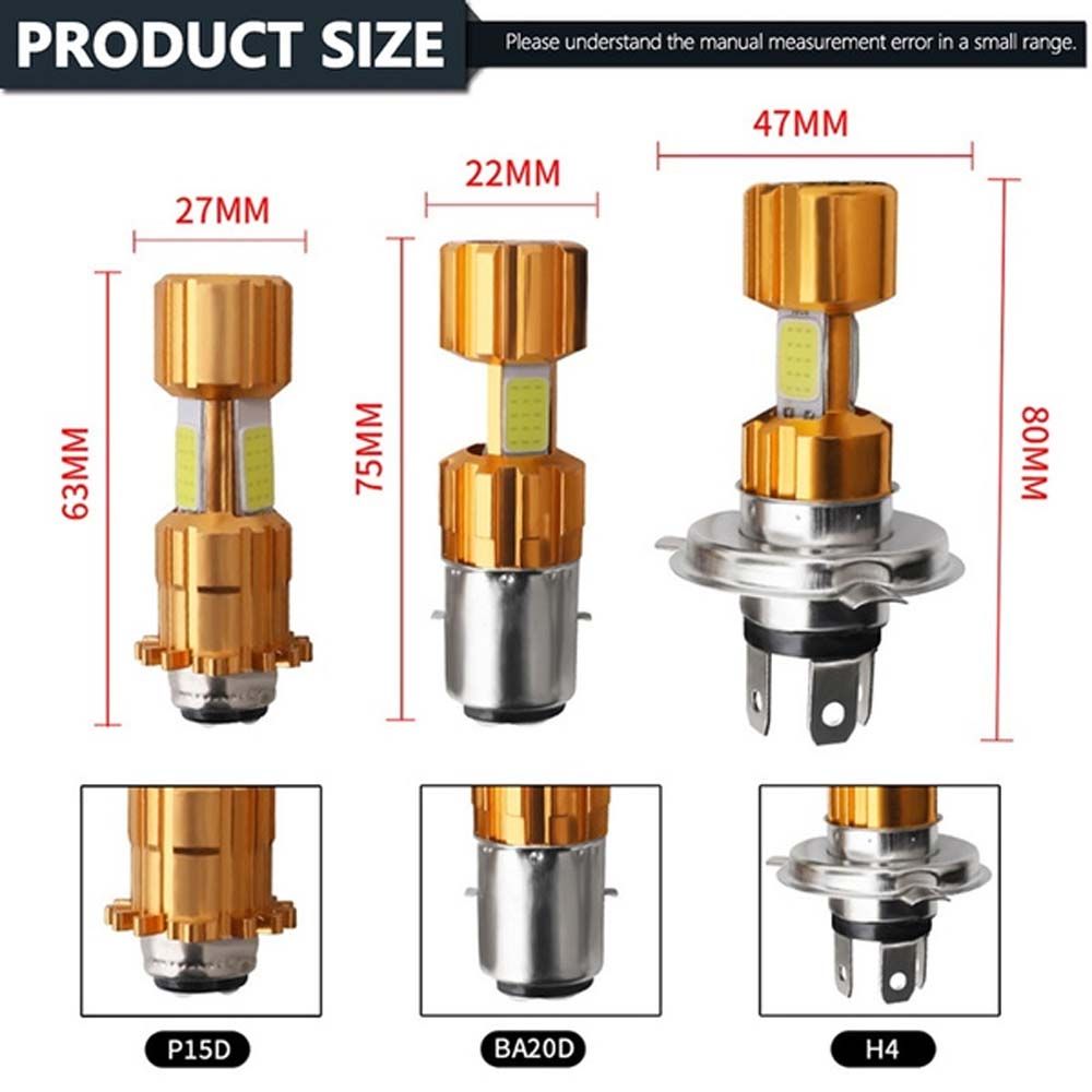 Motorbike Motor HeadLamp BA20D Car LED Bulb Hi/Lo Beam Light Motorcycle Headlight COB Fog Light