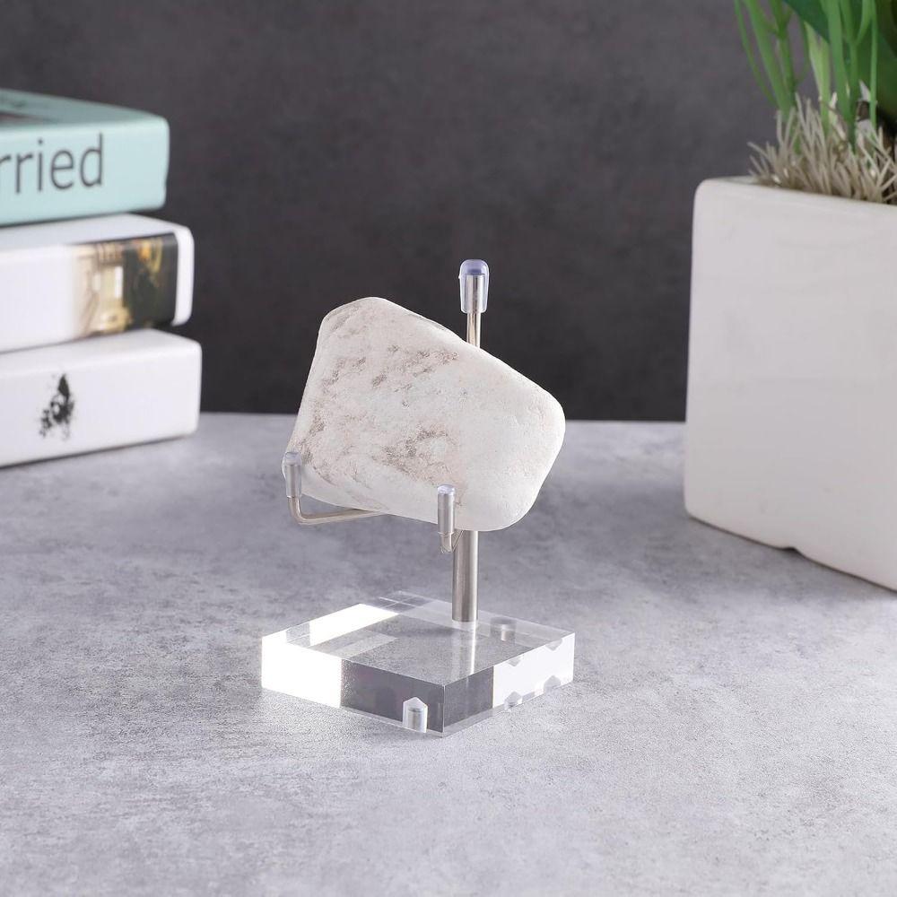 Round/Square Base Metal Arms Crystal Holder Soft Rubber Case Rock Collectibles Shelf Museum