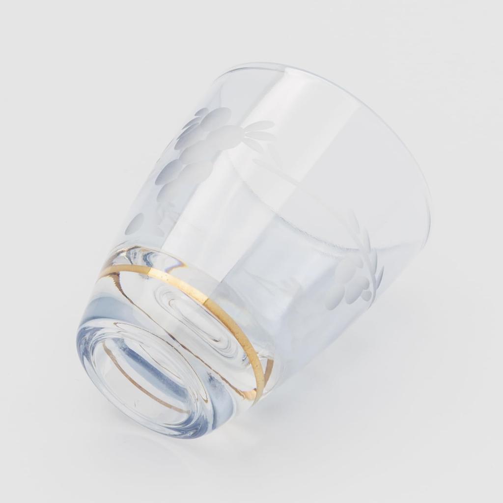 Otsuka Glass "Colorful Poem" Double Shot Glass, Cold Sake Cup, Approx. 50ml, Natsume Style, Flower Kiriko Glass, Blue, Made in Japan, G-1-15-1BL-1P