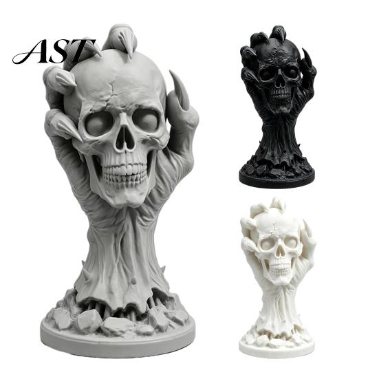 Skull Hand Statue 3D Printed & Devil Figurine, Realistic Holding PLA Statues Statue, Gothic Desktop Ornament for Halloween Home Decoration