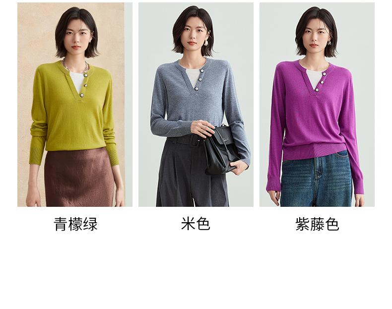 Fake two contrasting spliced knitted sweaters