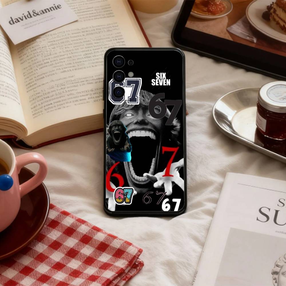 67 S-Six S-Seven Мем A-Эстетика Чехол для телефона для Samsung S 25,24,23,22,30,21,10,9,Ultra,Plus,Lite,FE,4,5 G Мягкий черный чехол