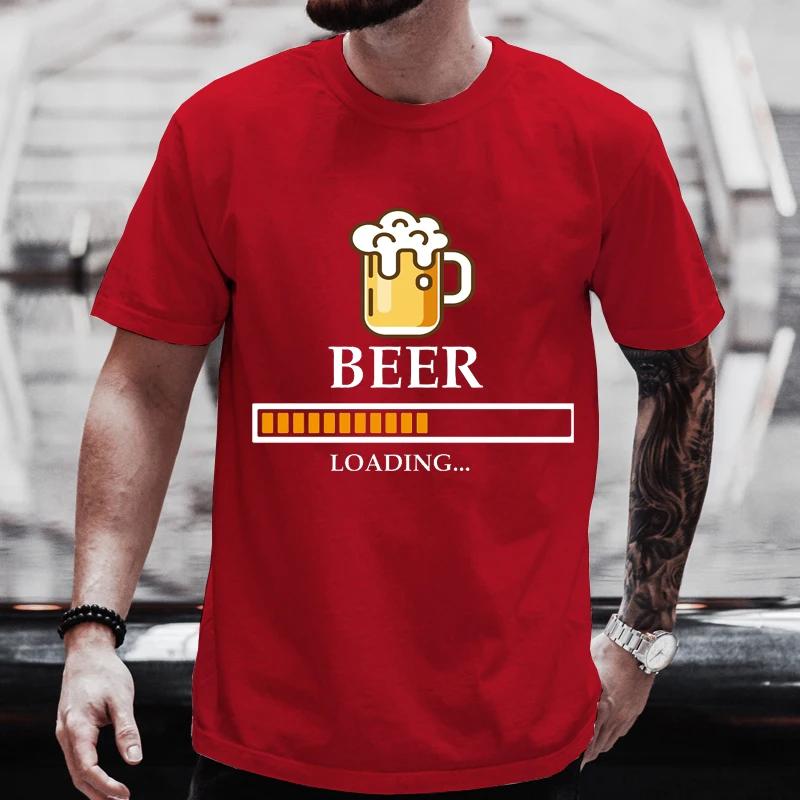 Мужская футболка Beer Loading Classic Tshirts Топы с коротким рукавом Woemn Men Tees Мужская футболка Black Man Футболки для мужчин Футболки Одежда