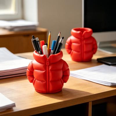 Подставка для ручек в виде пуховика с радугой, 3D-печатная стеганая куртка, настольный органайзер, креативное хранилище для канцелярских принадлежностей и кистей