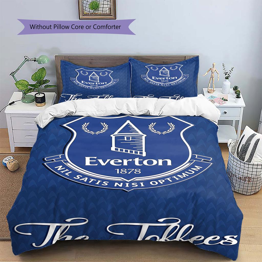 Everton F.C Pattern Bedding,Quilt Set Quilt Cover Pillowcase Home Birthday Gift(1 * duvet cover + 2 * pillowcase, without core)