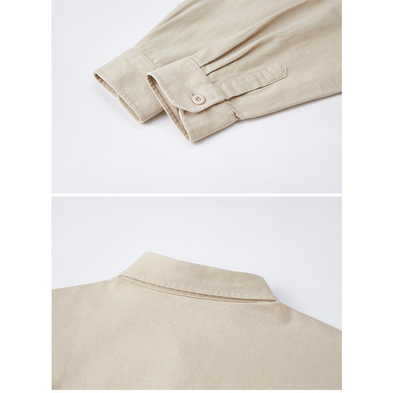 American Style Solid Cotton Long Sleeve Shirt Men Casual Loose