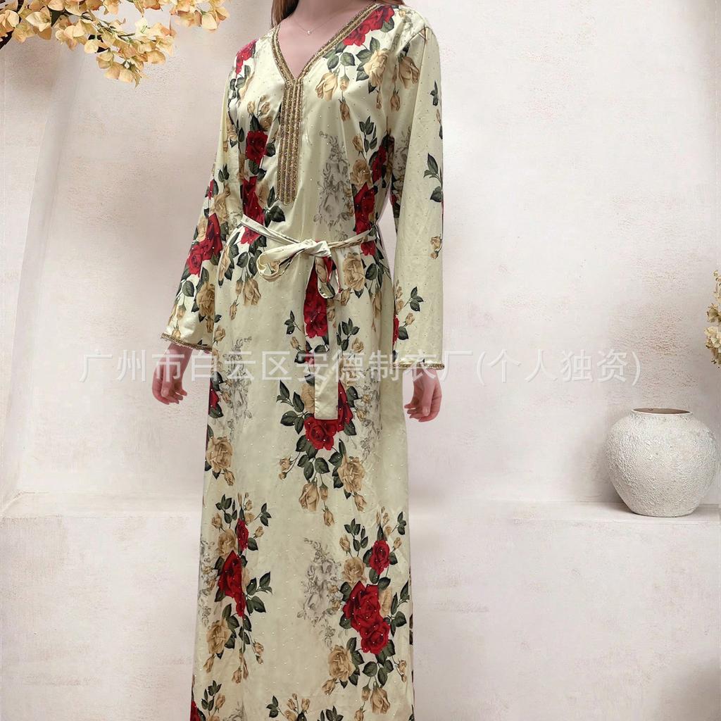 2025 Robe Printed Dress Ribbon Женская одежда