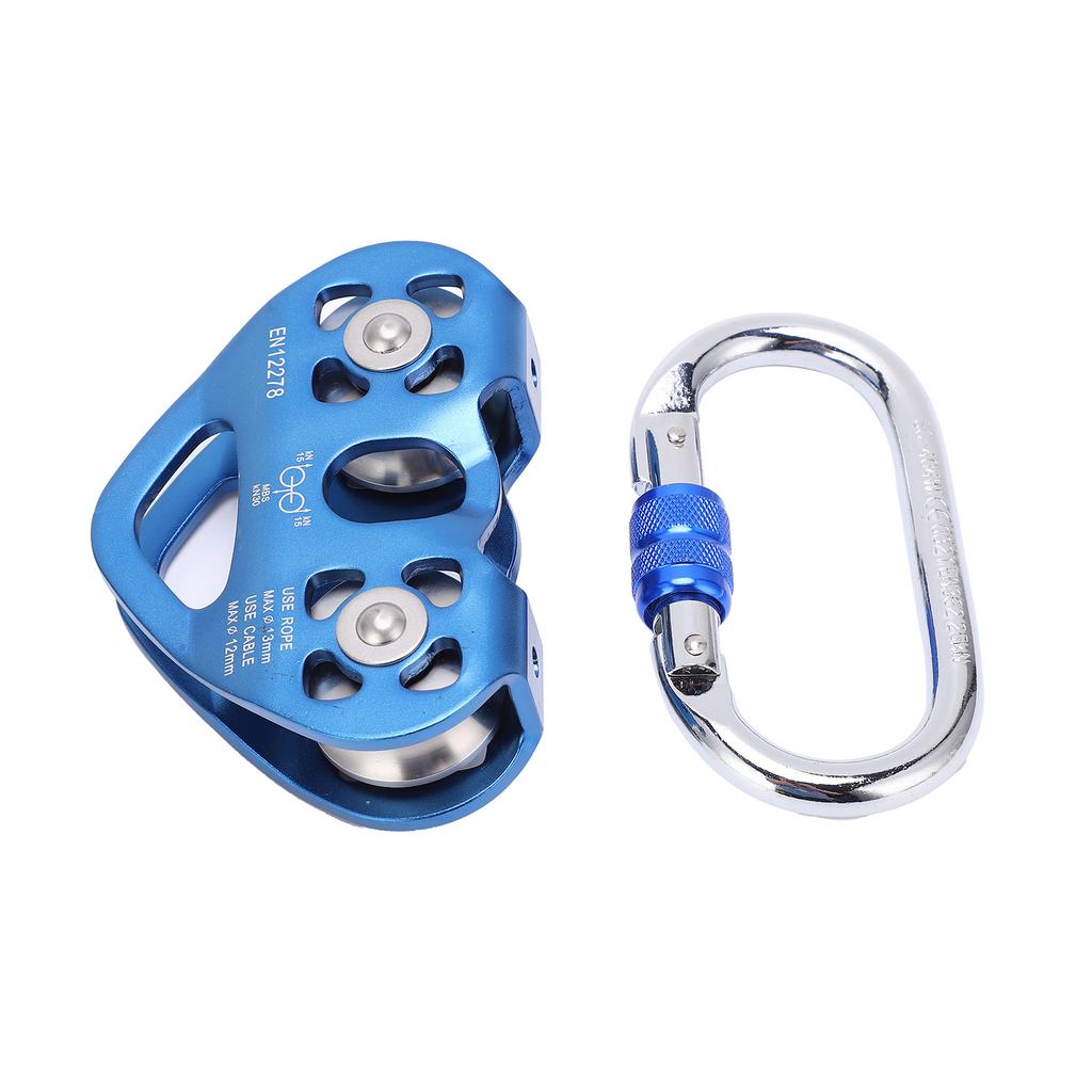 Double Shaft Pulley Aluminum Alloy HeartShaped Hanging Wheel Rock Climbing Machinery Supplies(Blue )