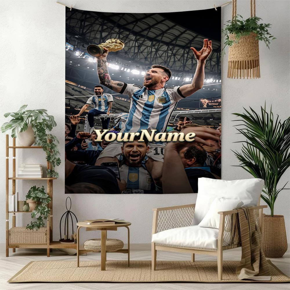 Messi Custom Your Name Wall Decor Tapestry Art For Pet Memorial Birthdaywedding Party Backdrop Family Gift