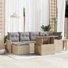 vidaXL 7-Piece Garden Sofa Set with Beige Cushions Poly Rattan 3357233