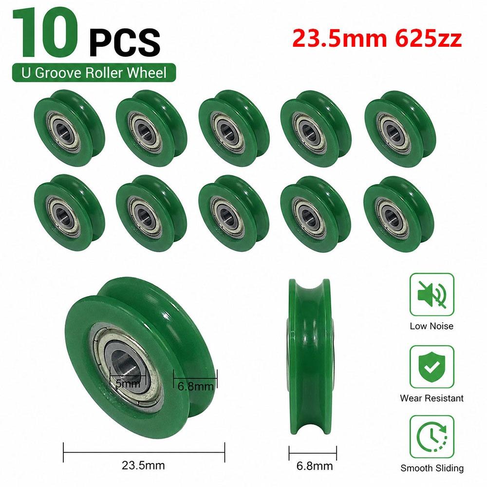 10Pcs Nylon POM Bearing Pulley Stainless Steel Rubber-Coated Pulley  for Doors Windows