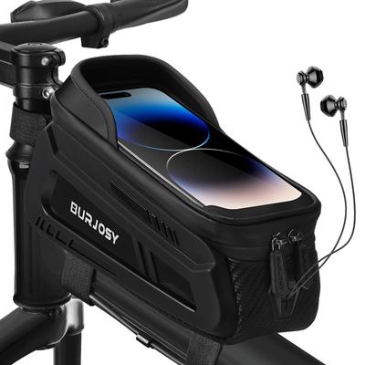 BURJOSY Водонепроницаемая сумка для велосипеда с сенсорным экраном TPU Sun Bicycle Smartphone Велосипедный аксессуар, совместимый с мобильными телефонами до 7 дюймов и козырьком,