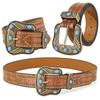 PU Leather Floral Engraved Leather Belt Cowgirl Cowboy Country Belts  for Jeans Pant