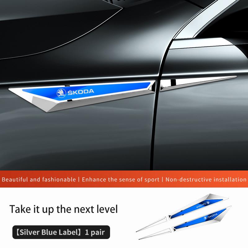 ujhrg4 Car Side Badge Decal Fender Sticker for Skoda Octavia A5 A7 Kodiaq Fabia Rapid 3 Karoq Superb VRS Bumper Decoration Accessories