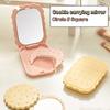 Creative Cookie Shaped Makeup Mirror With Comb Outdoor Portable Small Mirror For Girls Pocket Travel Mirror Women Square Mirror