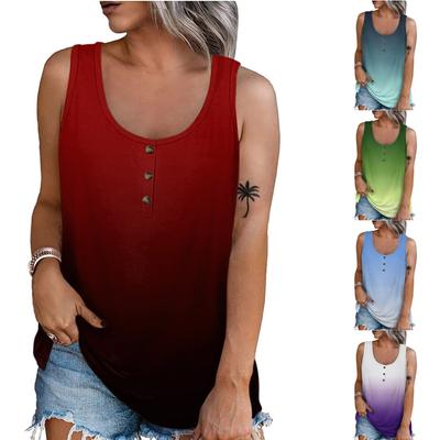 Женская летняя повседневная футболка без рукавов с круглым вырезом и принтом, блузка