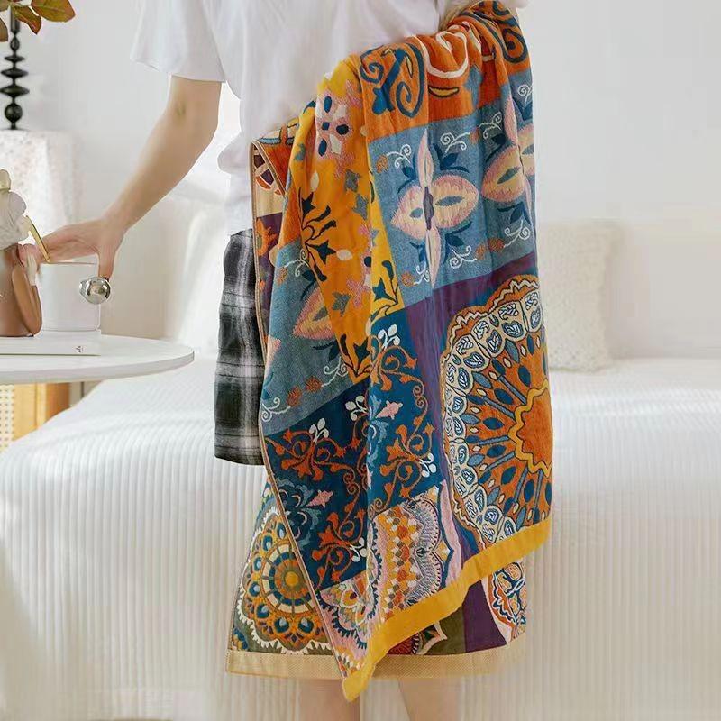 Extra Large Cotton Gauze Cartoon Bath Towel - Soft, Quick-Drying for Adults & Kids