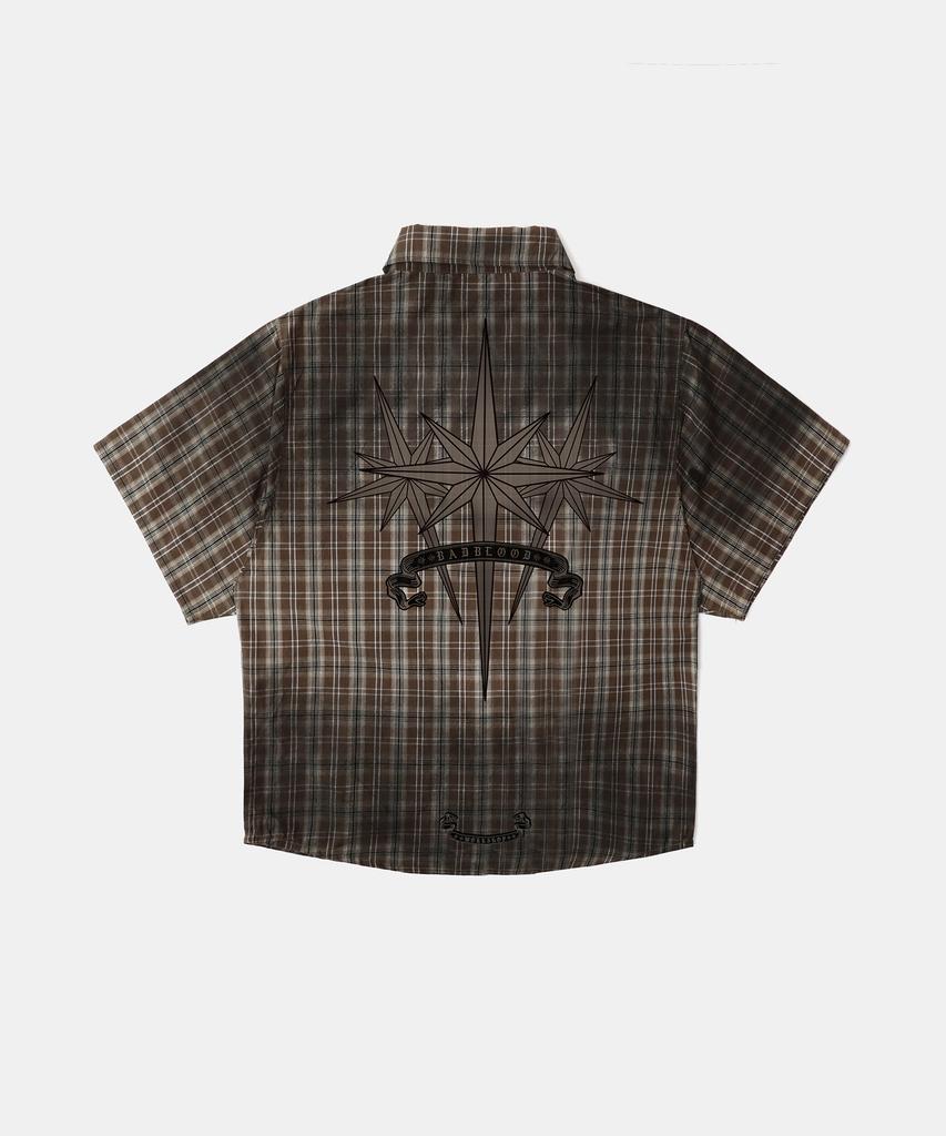 BADBLOOD Cosmo Graphic Short Sleeve Shirt - Brown Check