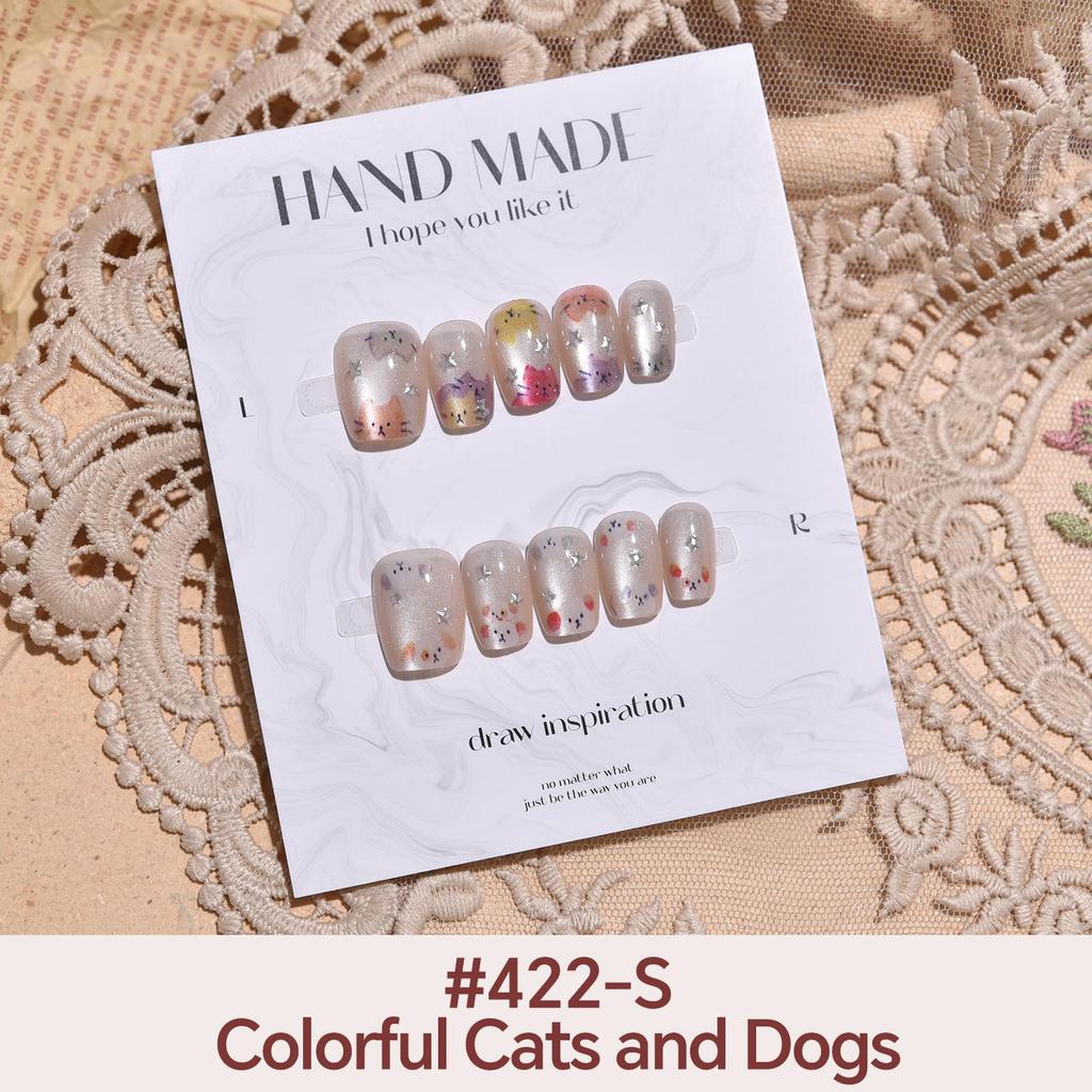 27Style Choice кошачий глаз накладные ногти короткие ручной работы накладные ногти с наклейками инструменты полное покрытие типсы с желеобразным клеем