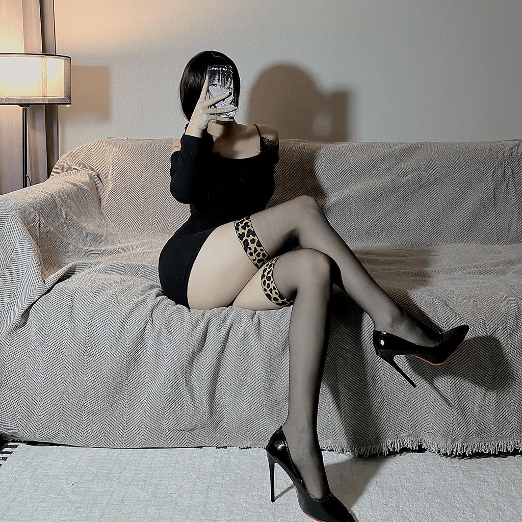 Сексуальные чулки с леопардовым принтом Женские летние тонкие чулки до бедра Черные чулки для женщин выше колена Сексуальные чулки телесного цвета