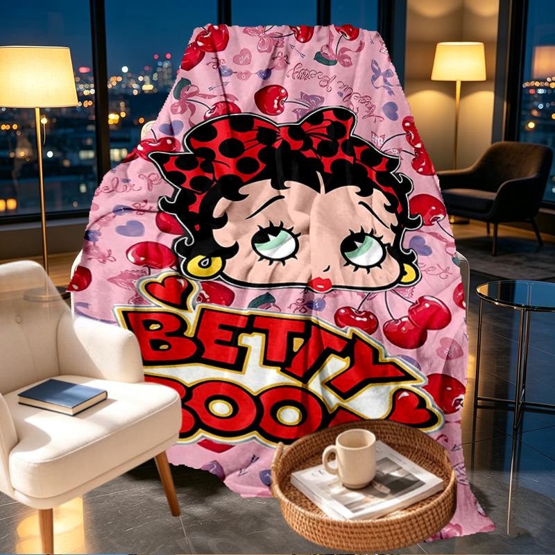 Betty Boop Print Blanket - Soft & Comfortable, for Bedroom, Travel, Sofa, Home Decoration - Birthday Christmas Gift for Friend